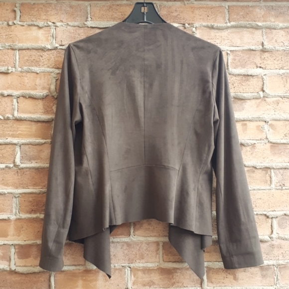 Zara Stretch Faux Suede Open Front Blazer - Picture 3 of 4